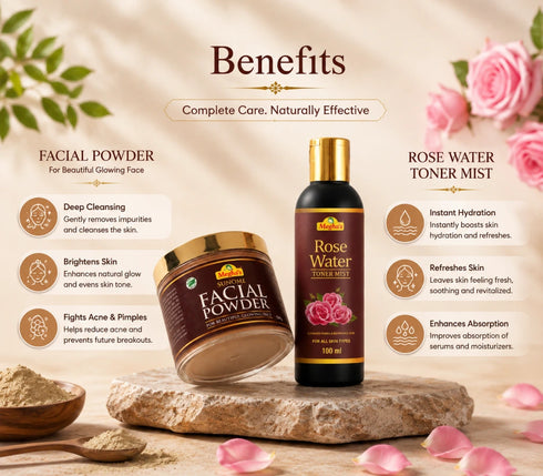 Chaithanya Herbal Face Pack + Rose Water Toner Combo