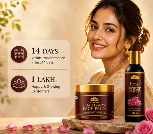 Chaithanya Herbal Face Pack + Rose Water Toner Combo